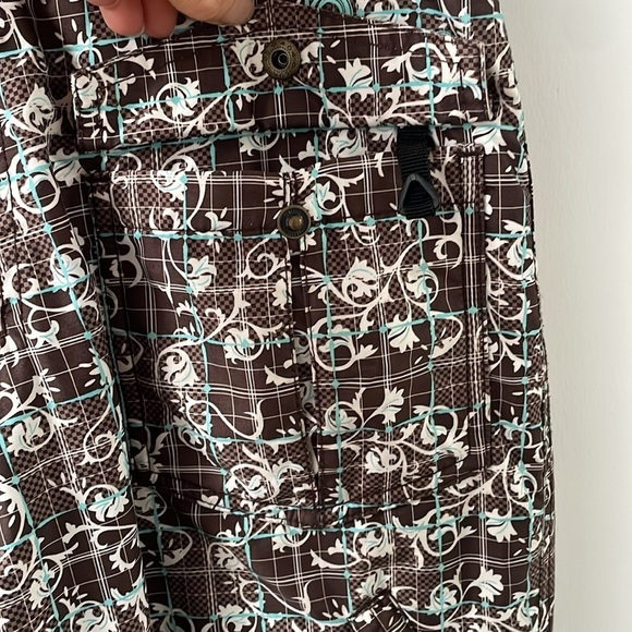 ORAGE WOMENS GIRLS SNOWBOARDING SKI PANTS W/ADJUST BAND brown aqua SZ 16 (XS/S) - Picture 3 of 16